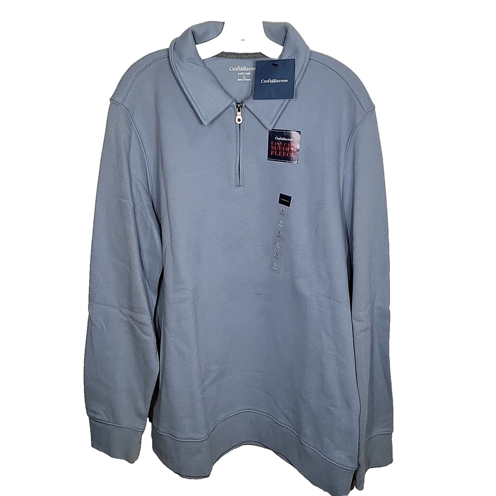 Craft & Barrow Easy Care Sueded Fleece Infinity Long Sleeve Zip Shirt Size Large